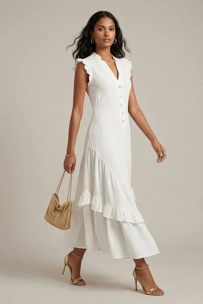 Delia Raffi™ Flowy Ruffle Maxi Dress for Warm Days