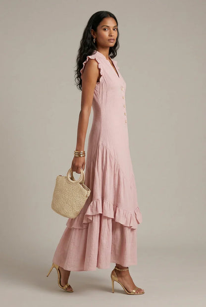 Delia Raffi™ Flowy Ruffle Maxi Dress for Warm Days