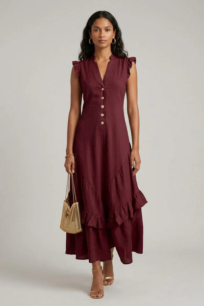Delia Raffi™ Flowy Ruffle Maxi Dress for Warm Days