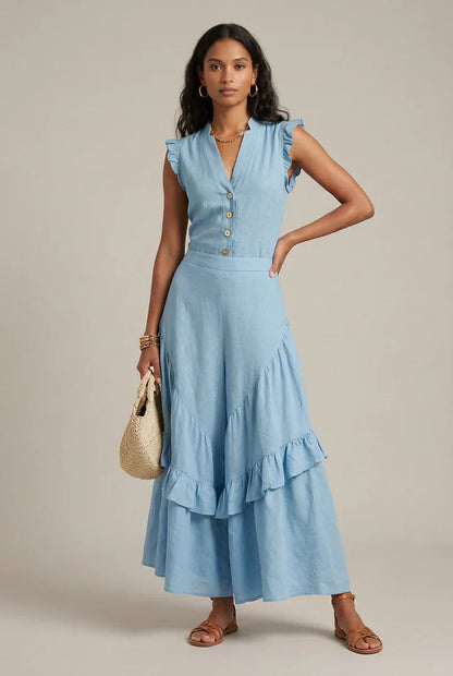 Delia Raffi™ Flowy Ruffle Maxi Dress for Warm Days