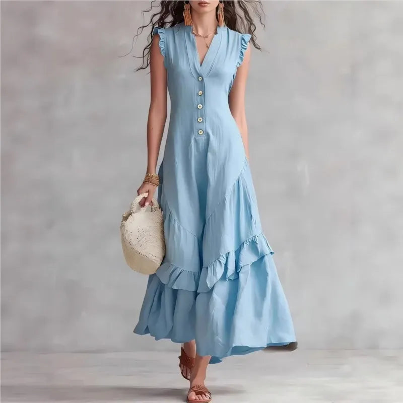 Delia Raffi™ Flowy Ruffle Maxi Dress for Warm Days