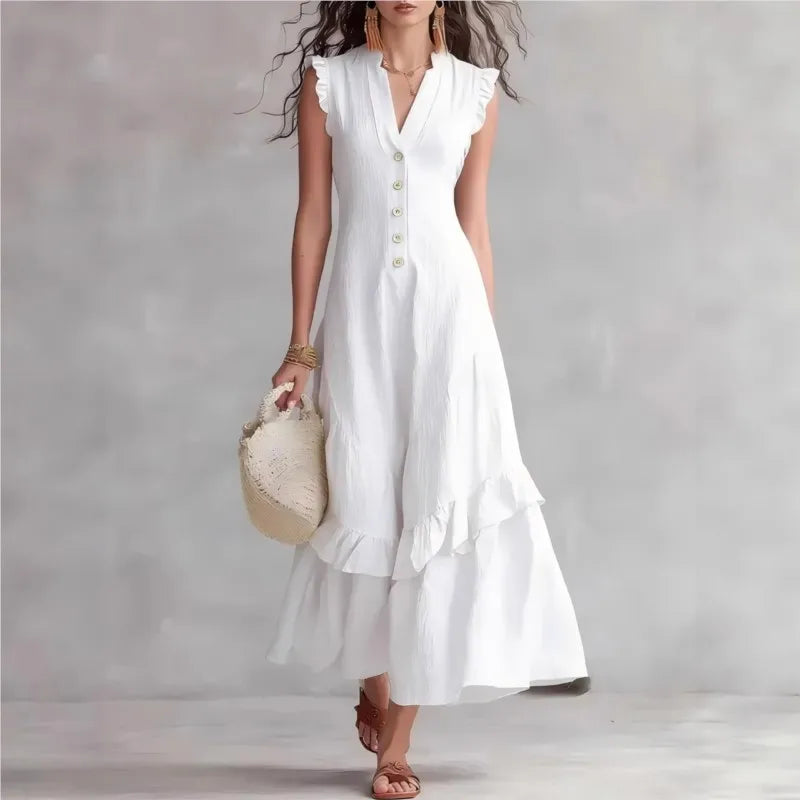 Delia Raffi™ Flowy Ruffle Maxi Dress for Warm Days