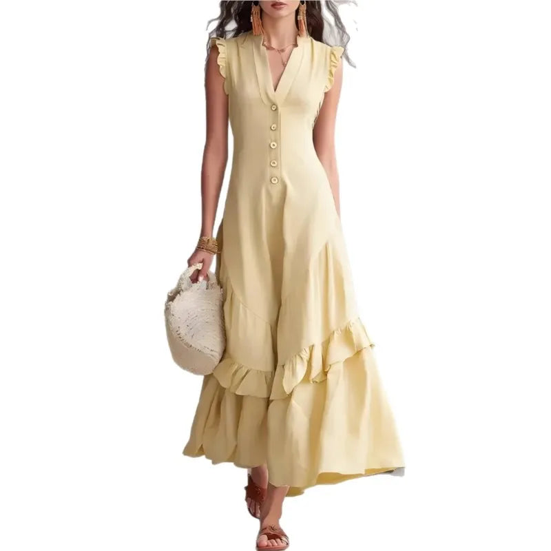 Delia Raffi™ Flowy Ruffle Maxi Dress for Warm Days