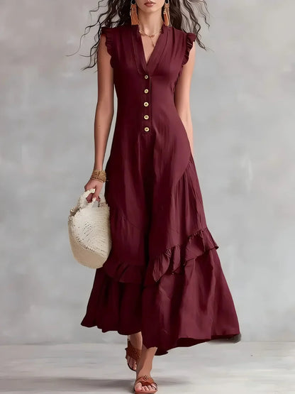 Delia Raffi™ Flowy Ruffle Maxi Dress for Warm Days
