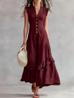 Delia Raffi™ Flowy Ruffle Maxi Dress for Warm Days