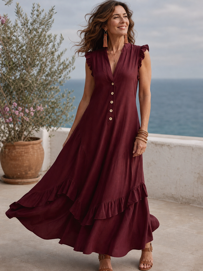 Delia Raffi™ Flowy Ruffle Maxi Dress for Warm Days
