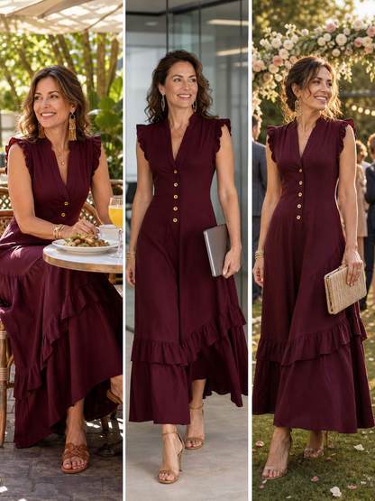 Delia Raffi™ Flowy Ruffle Maxi Dress for Warm Days