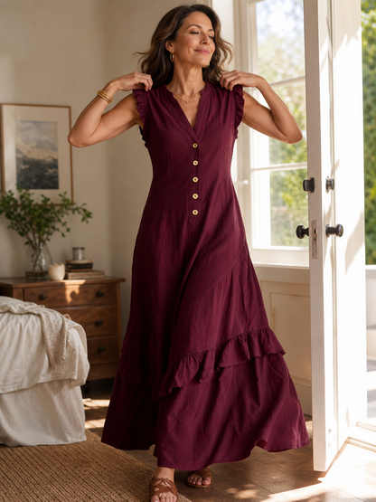 Delia Raffi™ Flowy Ruffle Maxi Dress for Warm Days