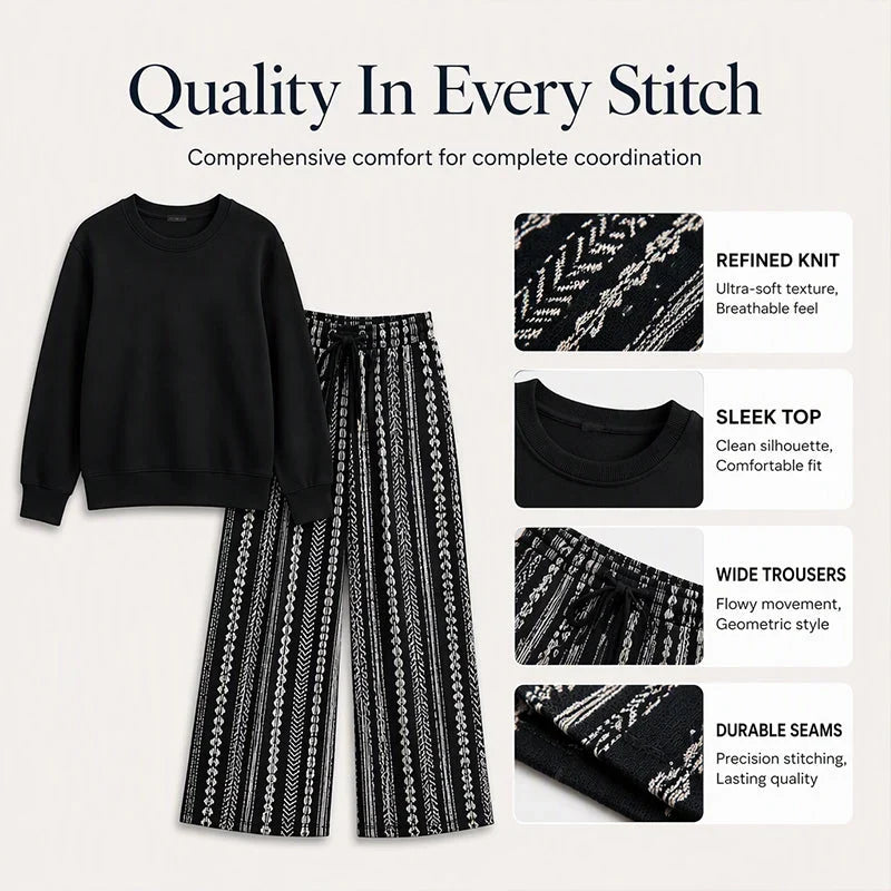 Diamante Croce™ Casual Top & Pants Set for Effortless Outings