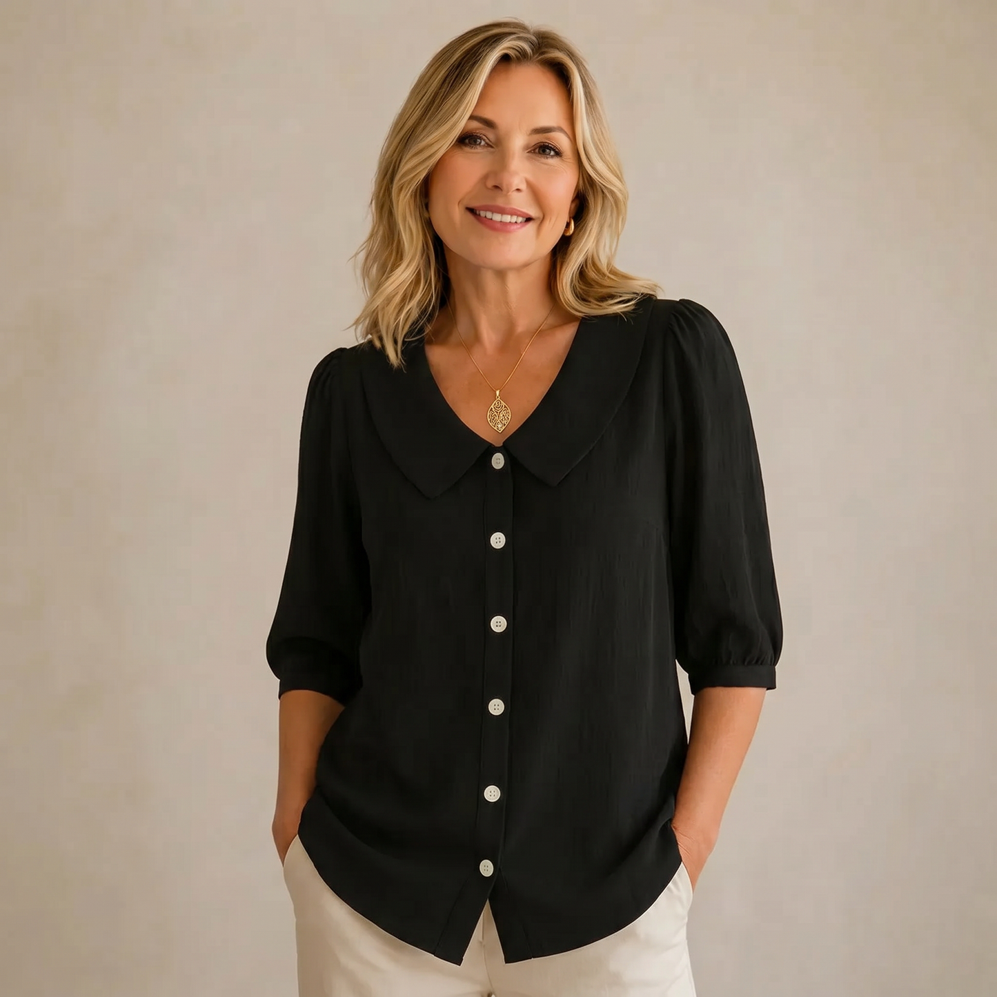 Domenica Bassetti™ Effortless Round Neck Blouse
