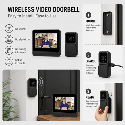 DoorView Pro™ Wireless Video Doorbell for Safer Answering