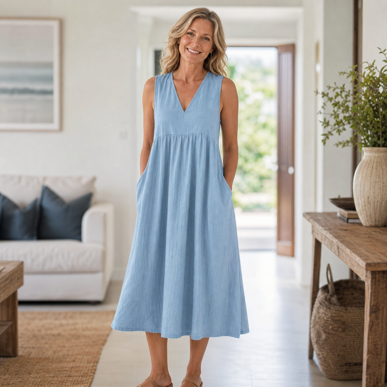 Edvige Amato™ Breathable Sleeveless Midi Dress for Summer