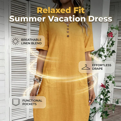 Edvige Paparelli™ Breathable V-Neck Summer Dress for Day to Evening