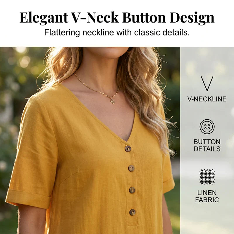 Edvige Paparelli™ Breathable V-Neck Summer Dress for Day to Evening