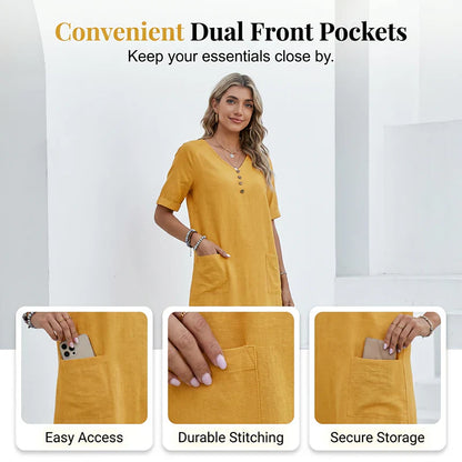 Edvige Paparelli™ Breathable V-Neck Summer Dress for Day to Evening