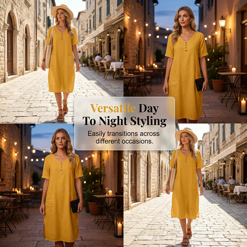 Edvige Paparelli™ Breathable V-Neck Summer Dress for Day to Evening