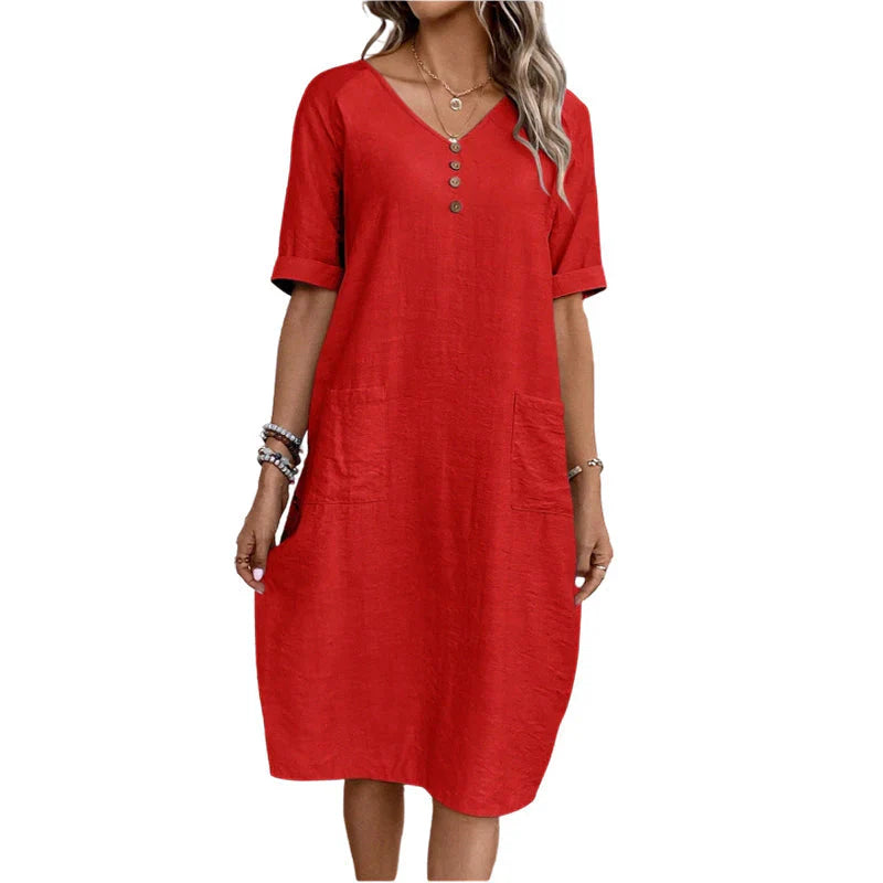 Edvige Paparelli™ Breathable V-Neck Summer Dress for Day to Evening