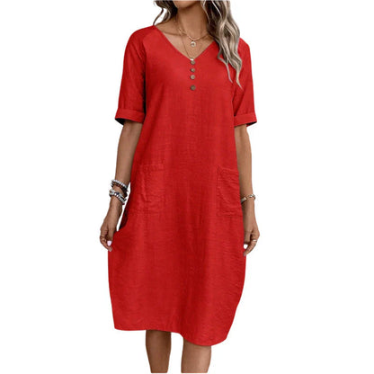 Edvige Paparelli™ Breathable V-Neck Summer Dress for Day to Evening