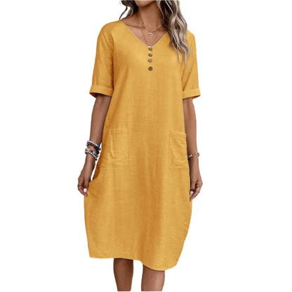 Edvige Paparelli™ Breathable V-Neck Summer Dress for Day to Evening