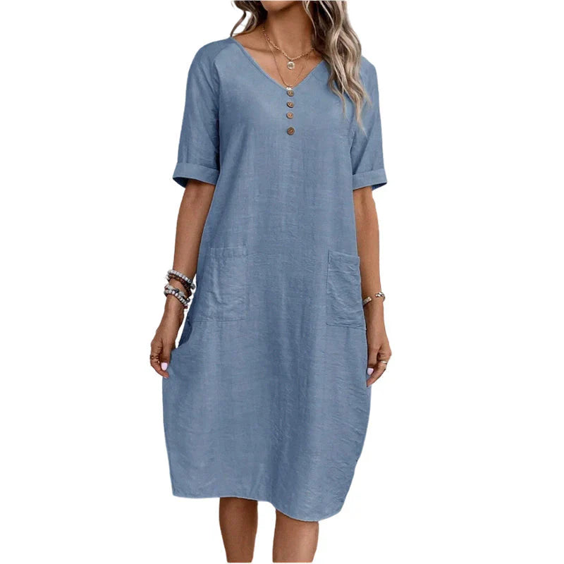 Edvige Paparelli™ Breathable V-Neck Summer Dress for Day to Evening