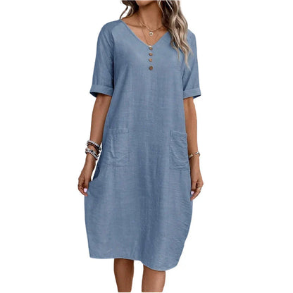Edvige Paparelli™ Breathable V-Neck Summer Dress for Day to Evening