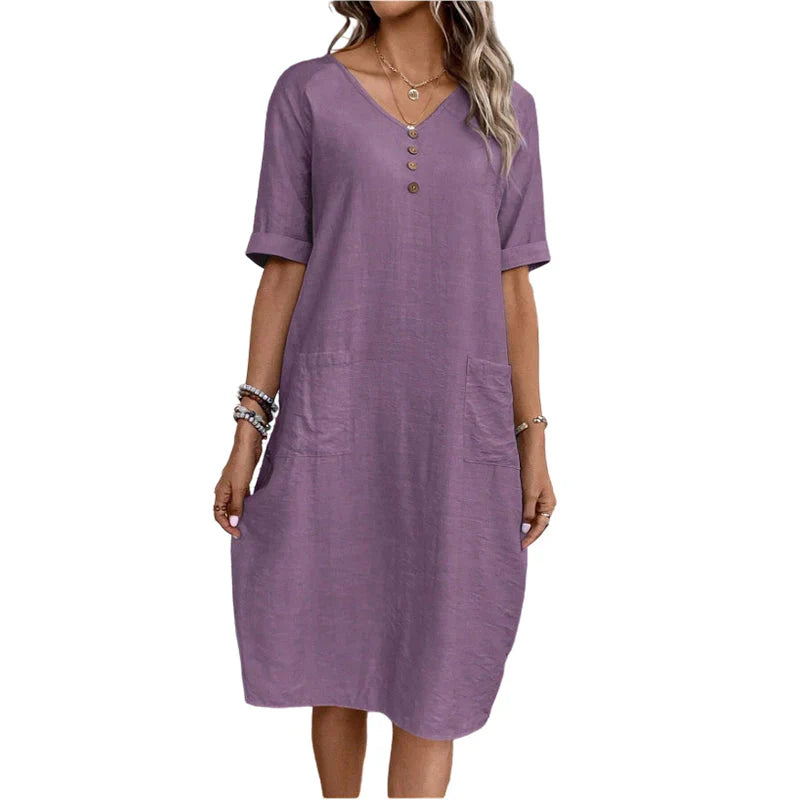 Edvige Paparelli™ Breathable V-Neck Summer Dress for Day to Evening