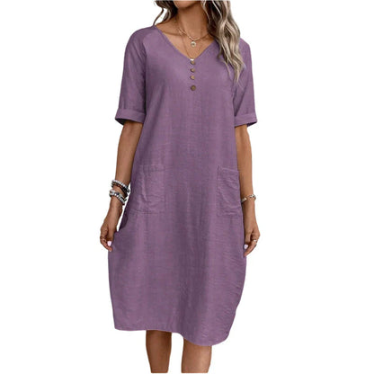 Edvige Paparelli™ Breathable V-Neck Summer Dress for Day to Evening