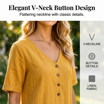 Edvige Paparelli™ Breathable V-Neck Summer Dress for Day to Evening
