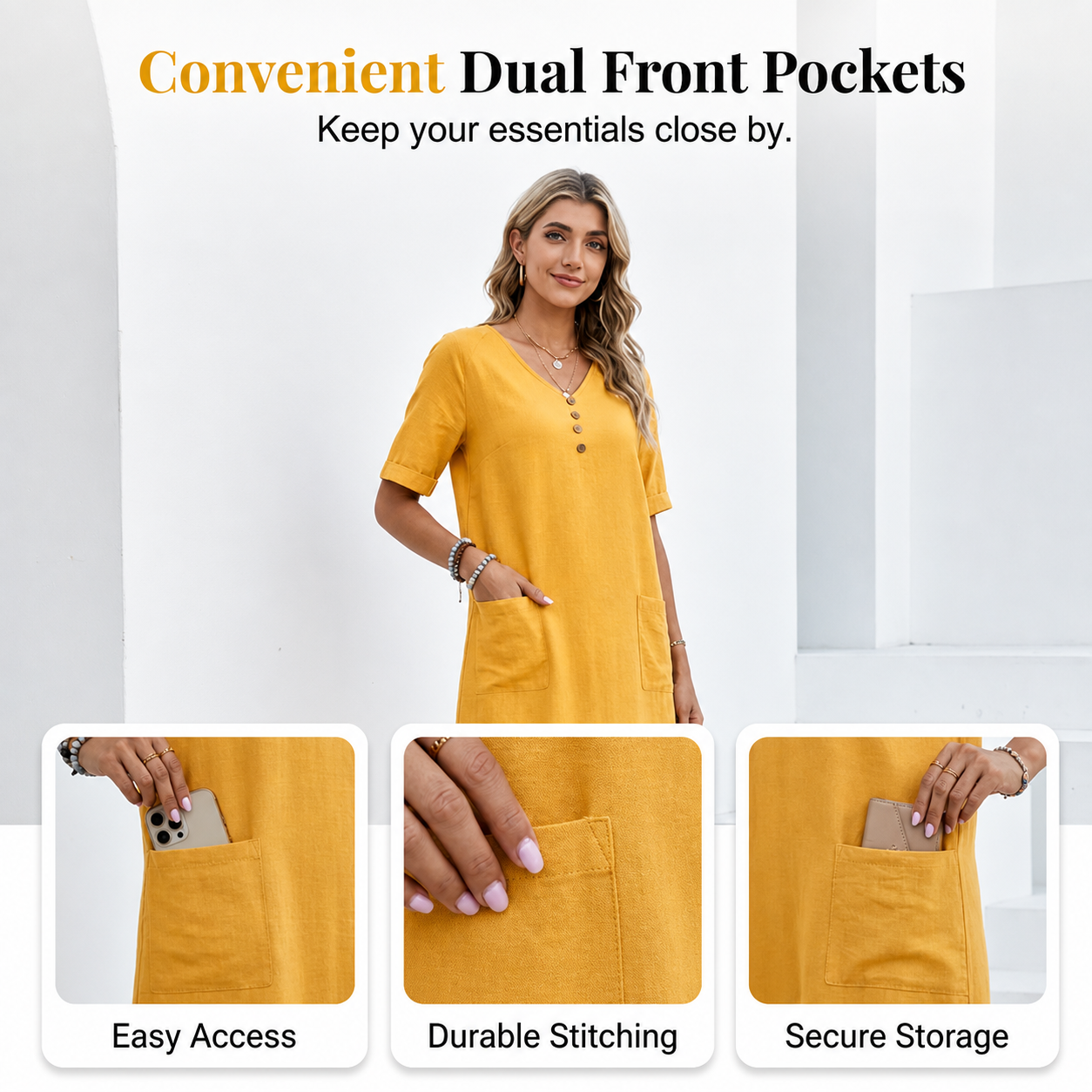 Edvige Paparelli™ Breathable V-Neck Summer Dress for Day to Evening