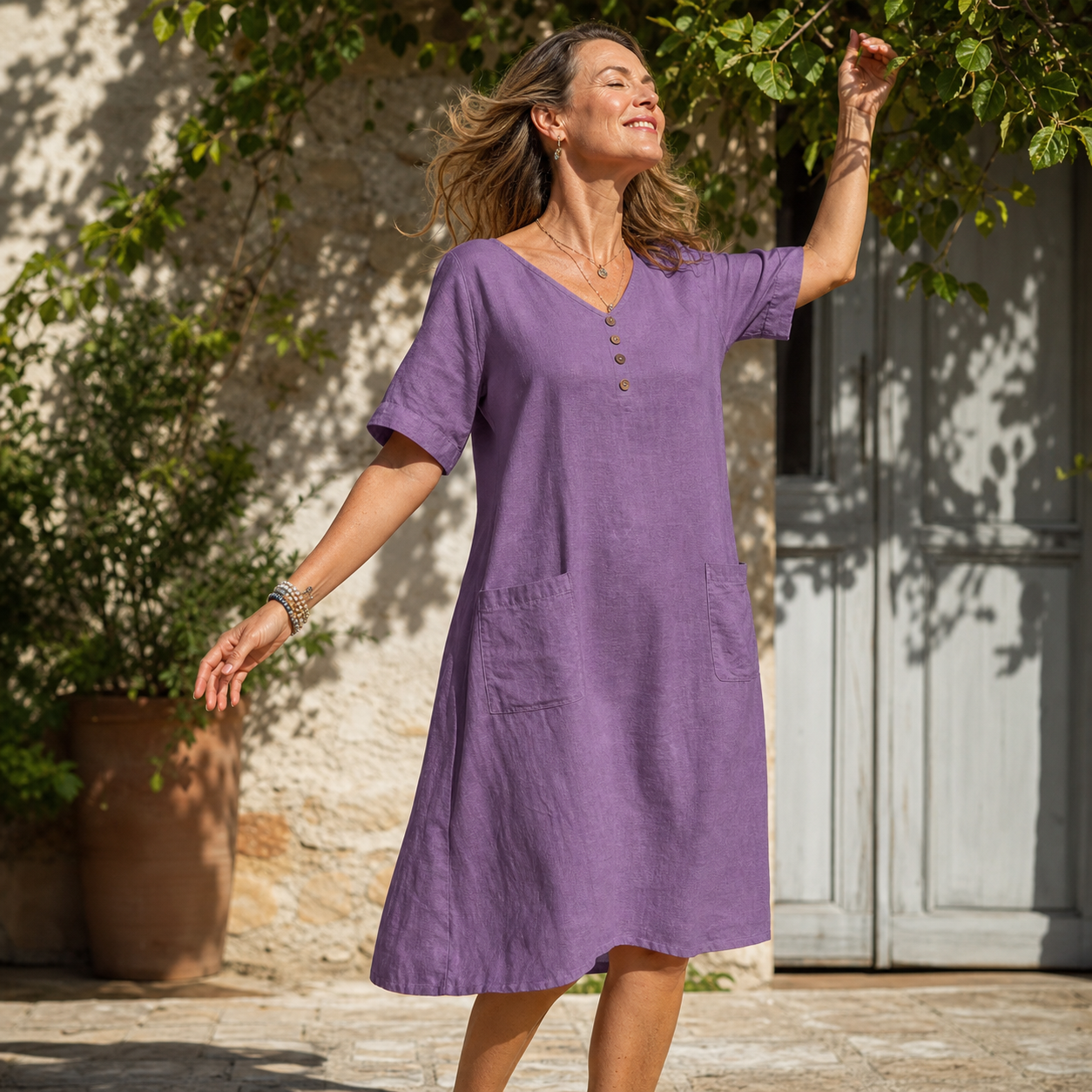 Edvige Paparelli™ Breathable V-Neck Summer Dress for Day to Evening