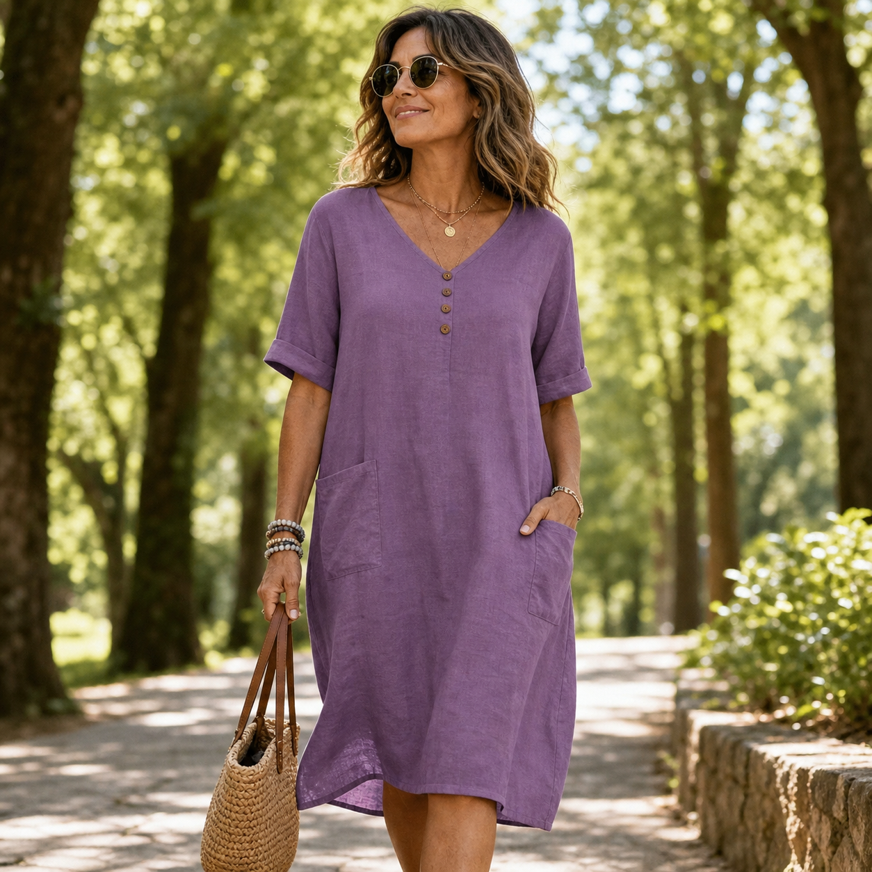 Edvige Paparelli™ Breathable V-Neck Summer Dress for Day to Evening