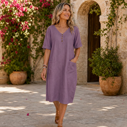 Edvige Paparelli™ Breathable V-Neck Summer Dress for Day to Evening