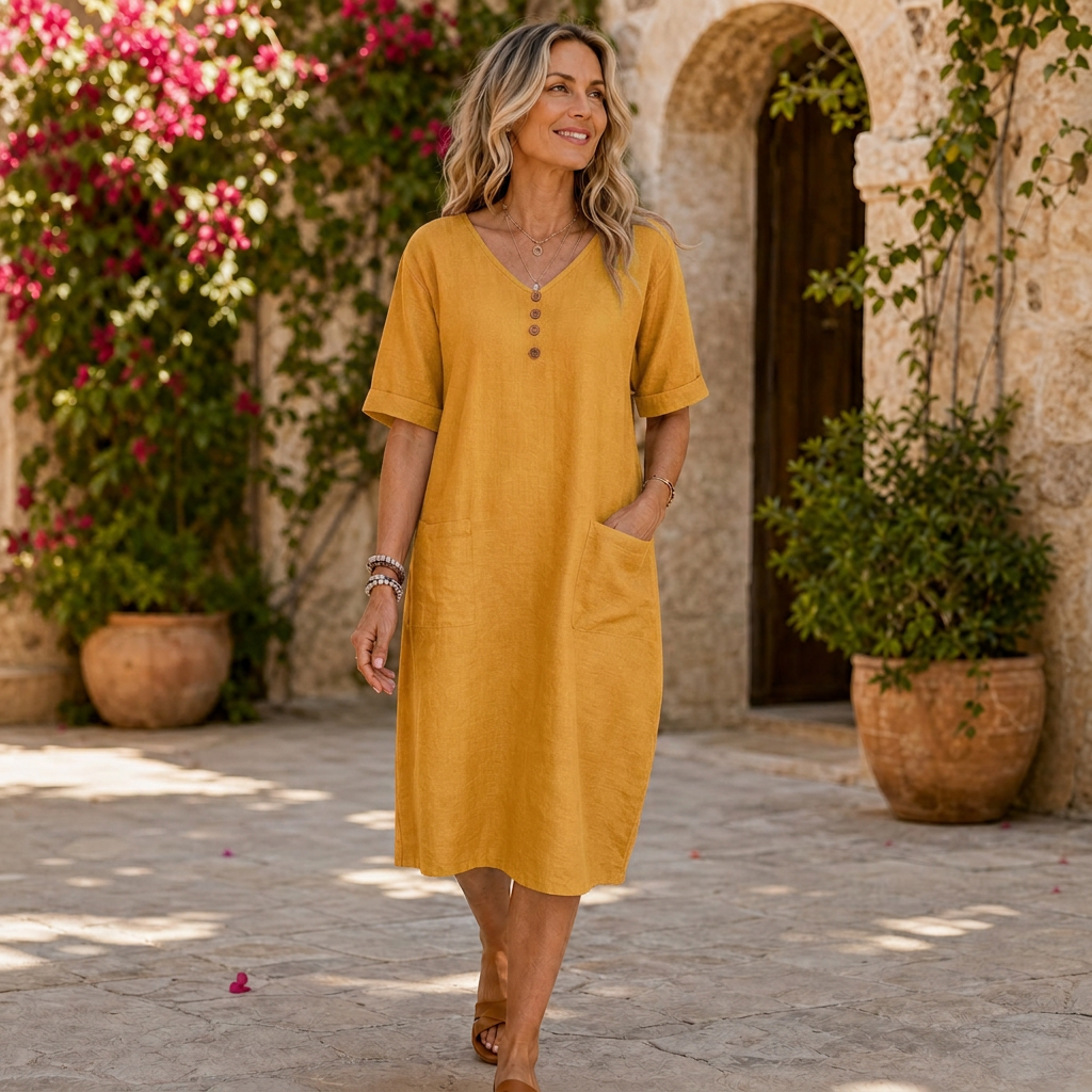 Edvige Paparelli™ Breathable V-Neck Summer Dress for Day to Evening