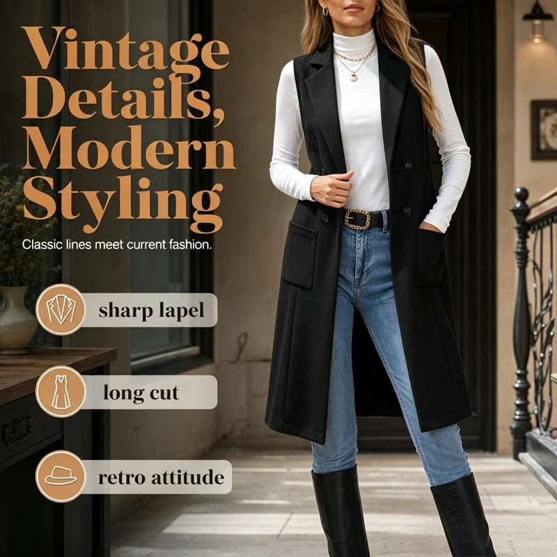 Egle Barletta™ Sleeveless Longline Jacket for Effortless Layering