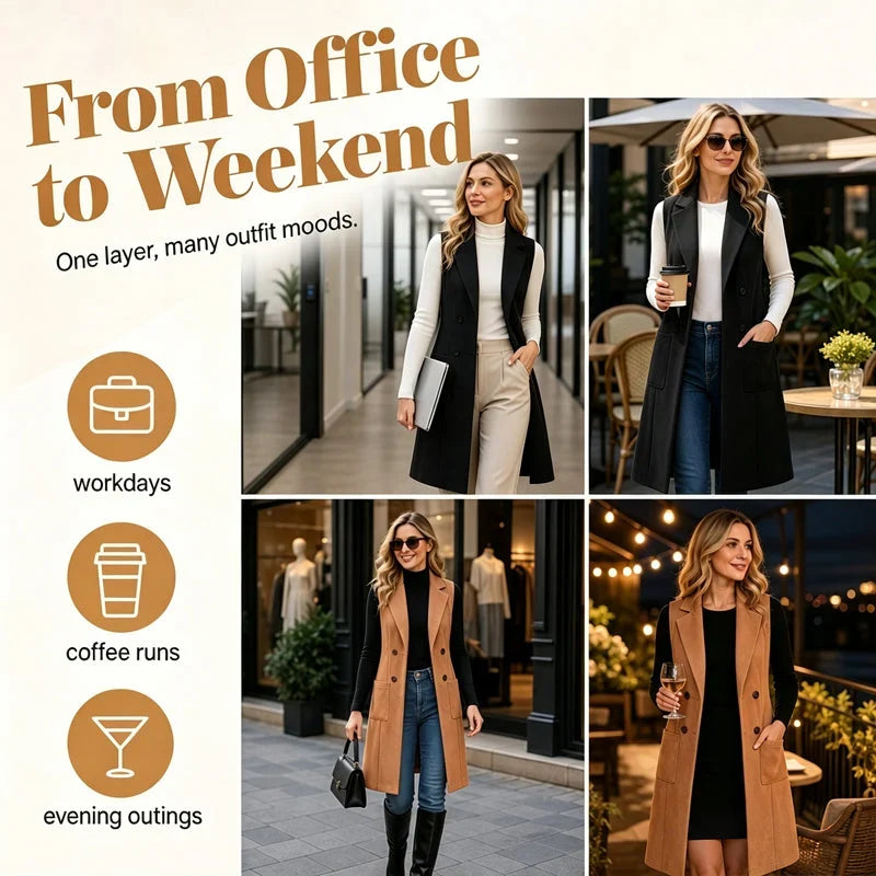 Egle Barletta™ Sleeveless Longline Jacket for Effortless Layering