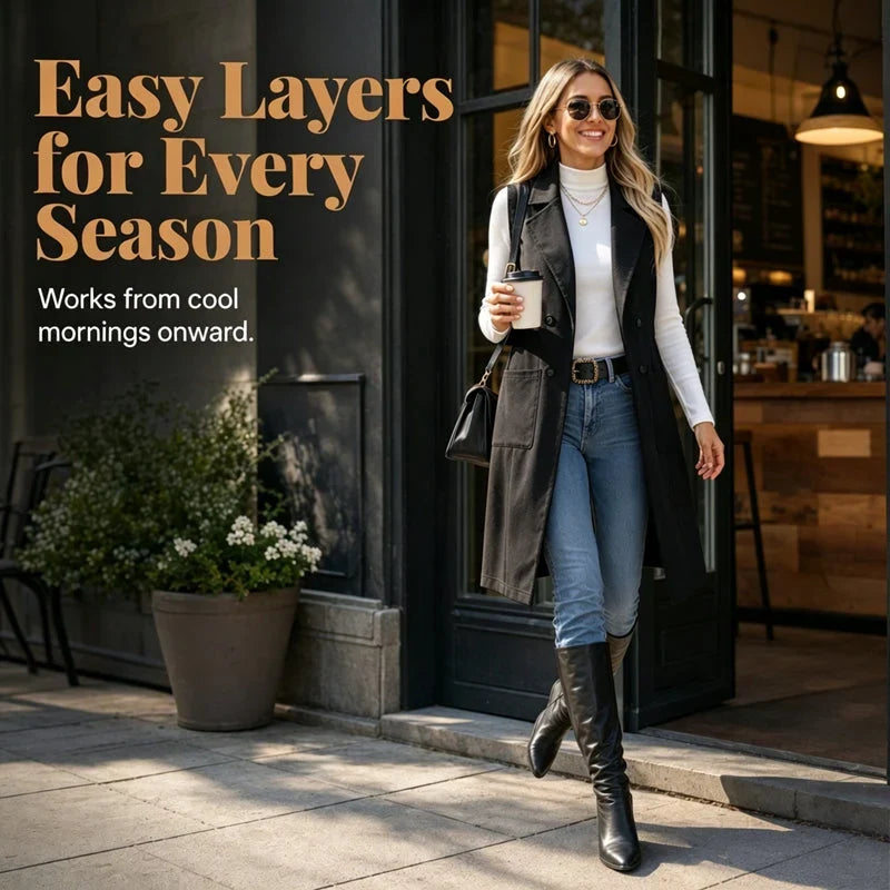 Egle Barletta™ Sleeveless Longline Jacket for Effortless Layering