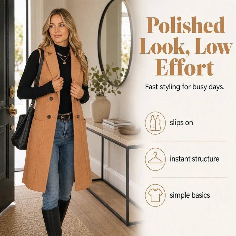 Egle Barletta™ Sleeveless Longline Jacket for Effortless Layering