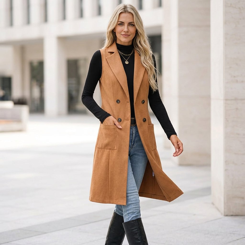 Egle Barletta™ Sleeveless Longline Jacket for Effortless Layering