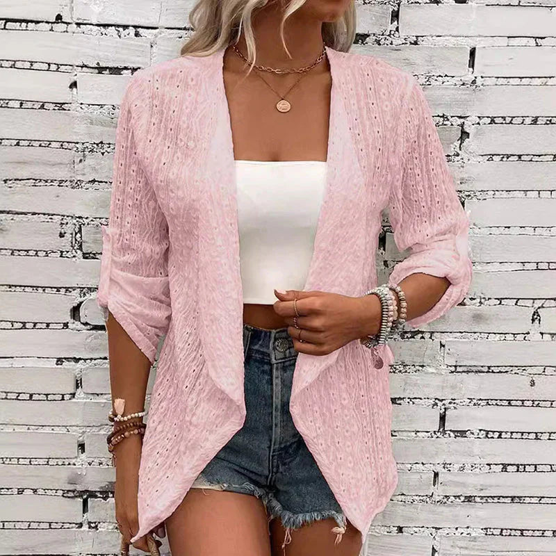 Egle Women's Casual Textured Open Front Cardigan - main front view