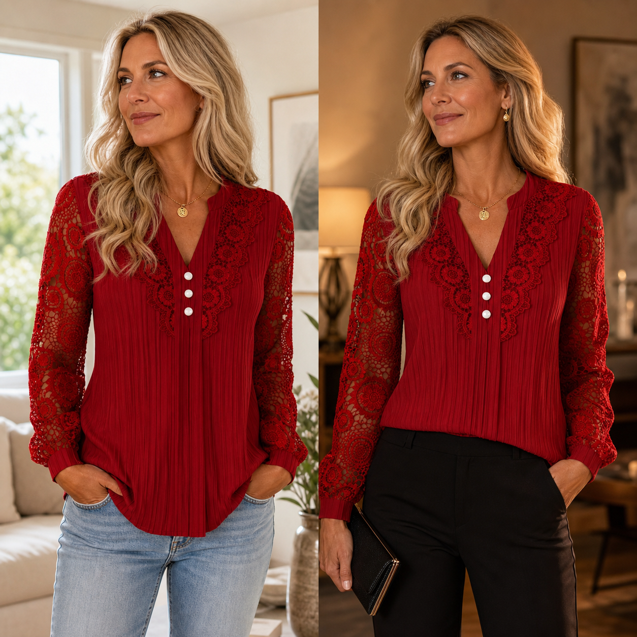 Elettra Bottini™ Effortless Long-Sleeve V-Neck Top