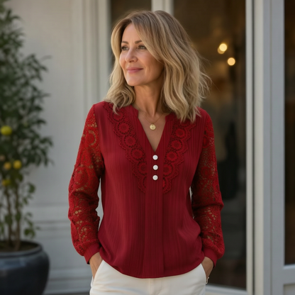 Elettra Bottini™ Effortless Long-Sleeve V-Neck Top