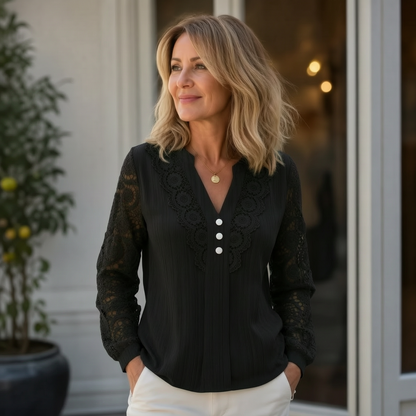 Elettra Bottini™ Effortless Long-Sleeve V-Neck Top