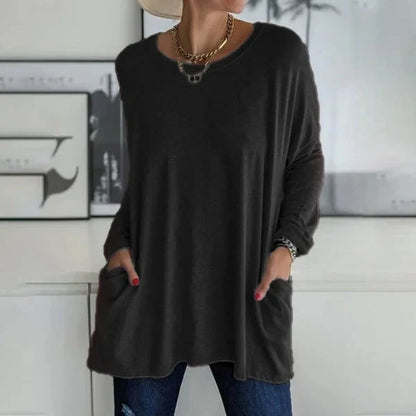Elettra Brambati™ Breathable Long Sleeve Pocket Top for Effortless Comfort