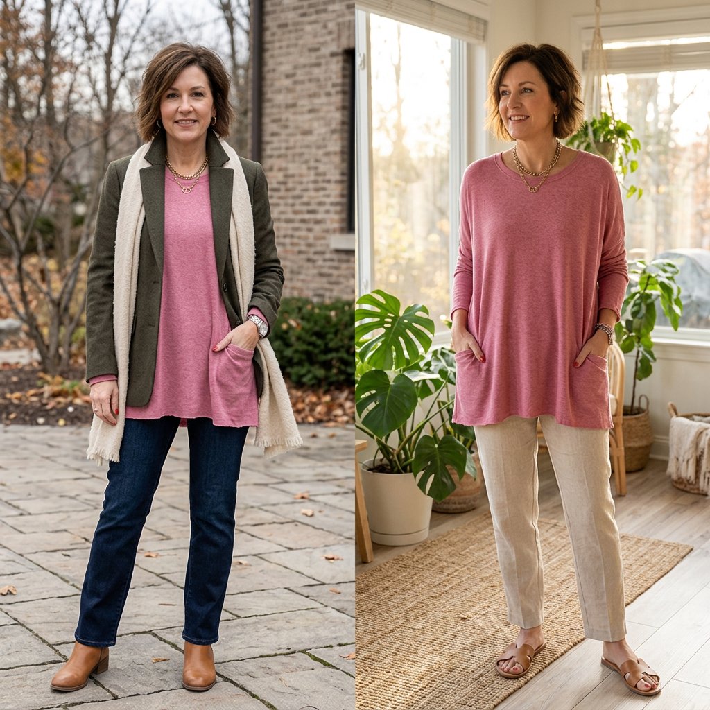 Elettra Brambati™ Breathable Long Sleeve Pocket Top for Effortless Comfort