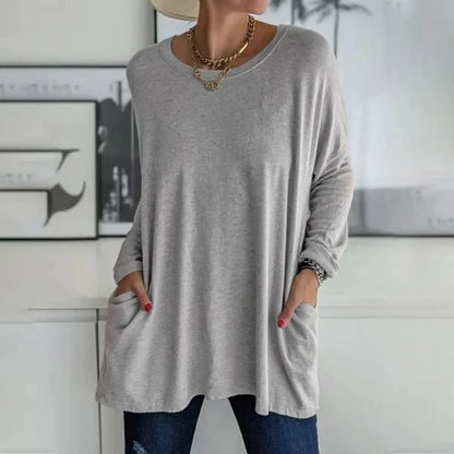 Elettra Brambati™ Breathable Long Sleeve Pocket Top for Effortless Comfort