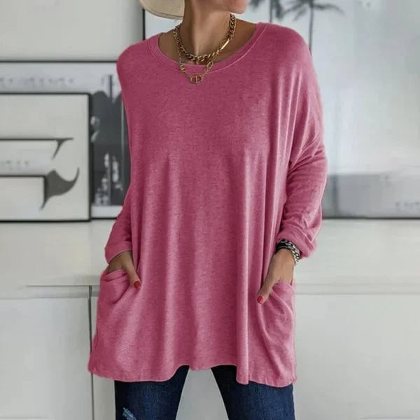 Elettra Brambati™ Breathable Long Sleeve Pocket Top for Effortless Comfort