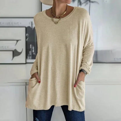 Elettra Brambati™ Breathable Long Sleeve Pocket Top for Effortless Comfort