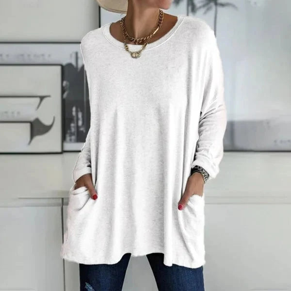 Elettra Brambati™ Breathable Long Sleeve Pocket Top for Effortless Comfort