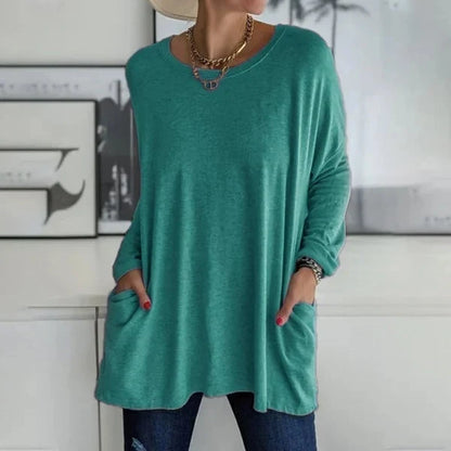Elettra Brambati™ Breathable Long Sleeve Pocket Top for Effortless Comfort