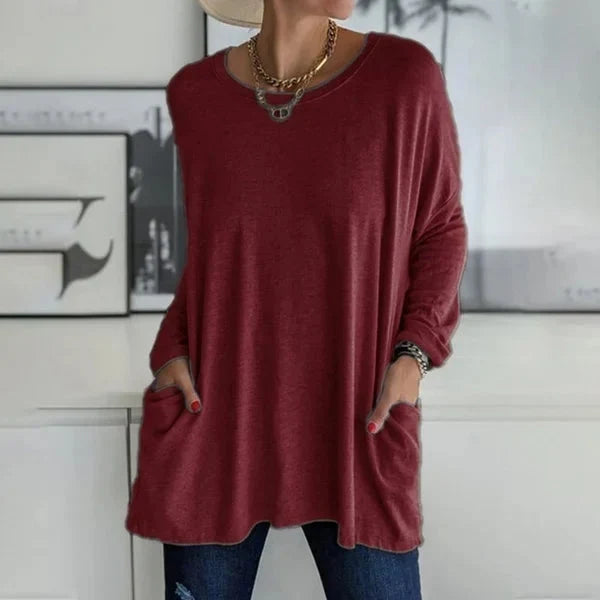 Elettra Brambati™ Breathable Long Sleeve Pocket Top for Effortless Comfort